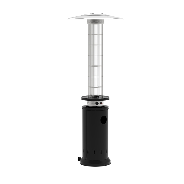 Czarne okrągłe, szklane grzejniki płomieniowe - CZGB-D | Beellen